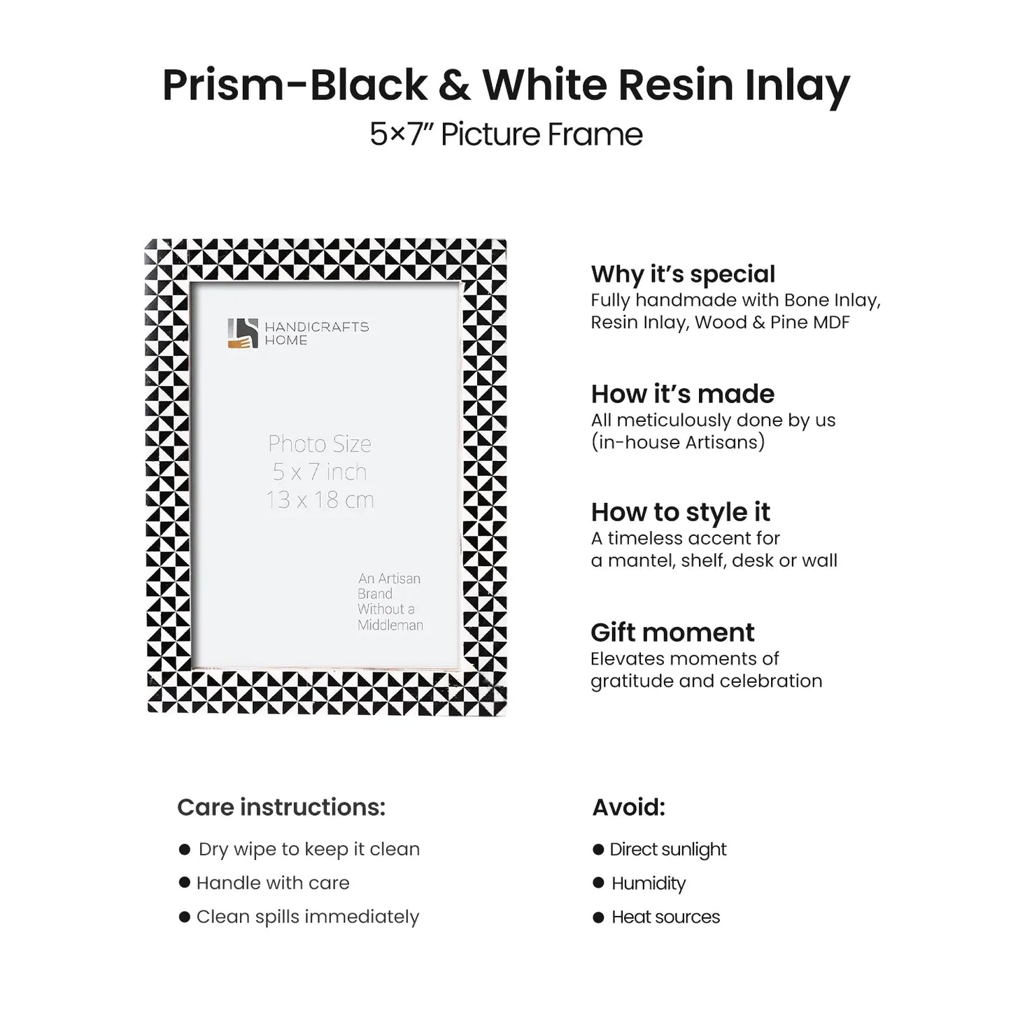 Prism Black & White Picture Frame