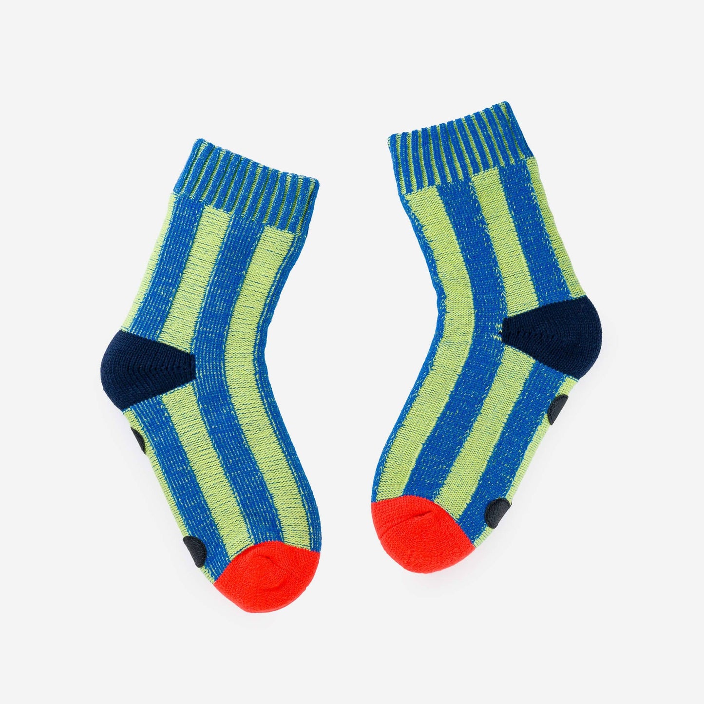 Lime Cobalt Big Stripe House Socks