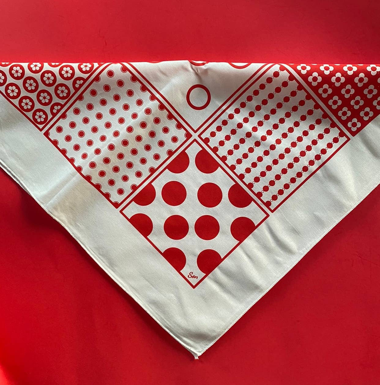 Red Patchwork Dottie Bandana