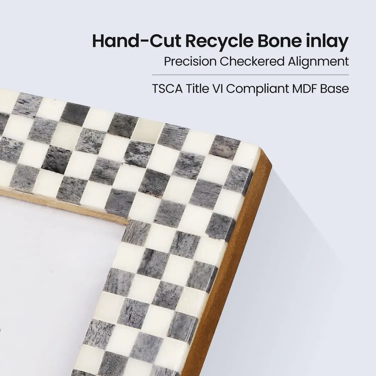 Grey White Bone Inlay Checkered Photo Frame