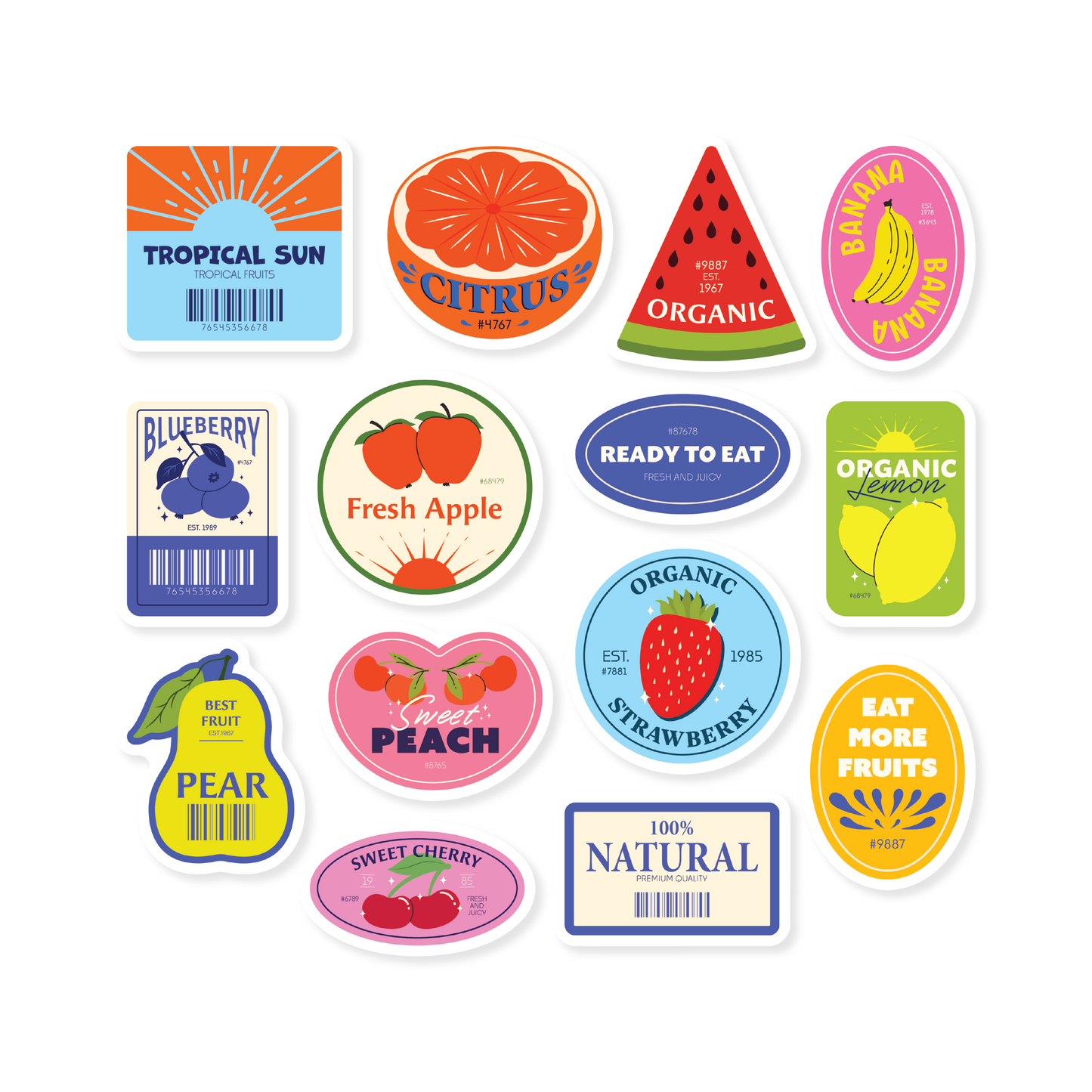 Fruit Labels Sticker Flakes
