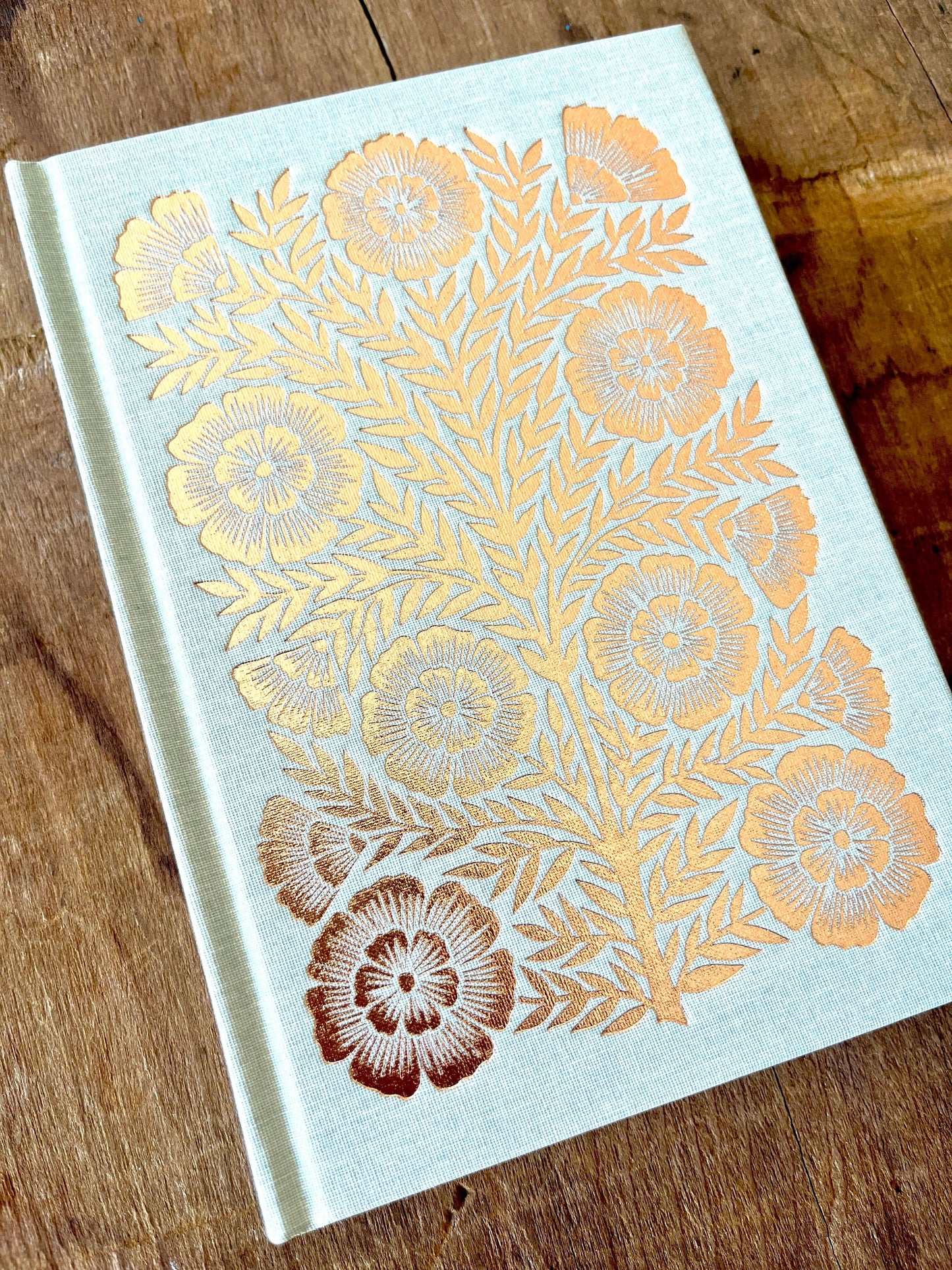 Muted Sage Foil Stamped Linen Journal