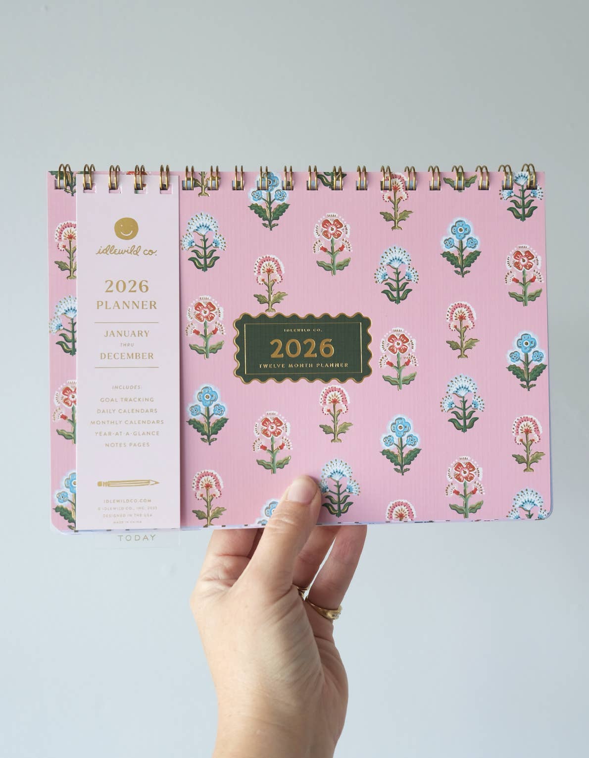 2026 Block Print Floral Desktop Planner