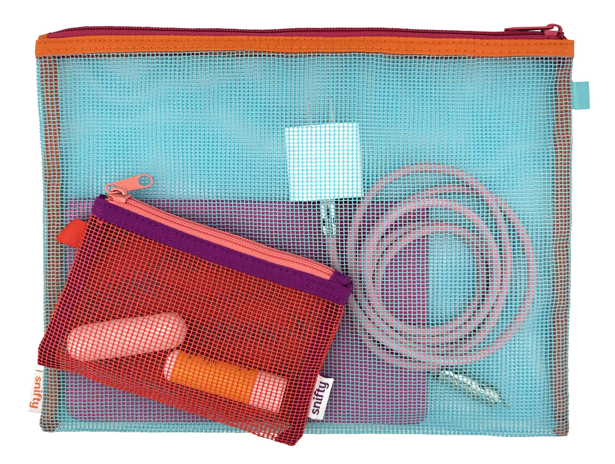 Periwinkle Carry On Mesh Pouch Set