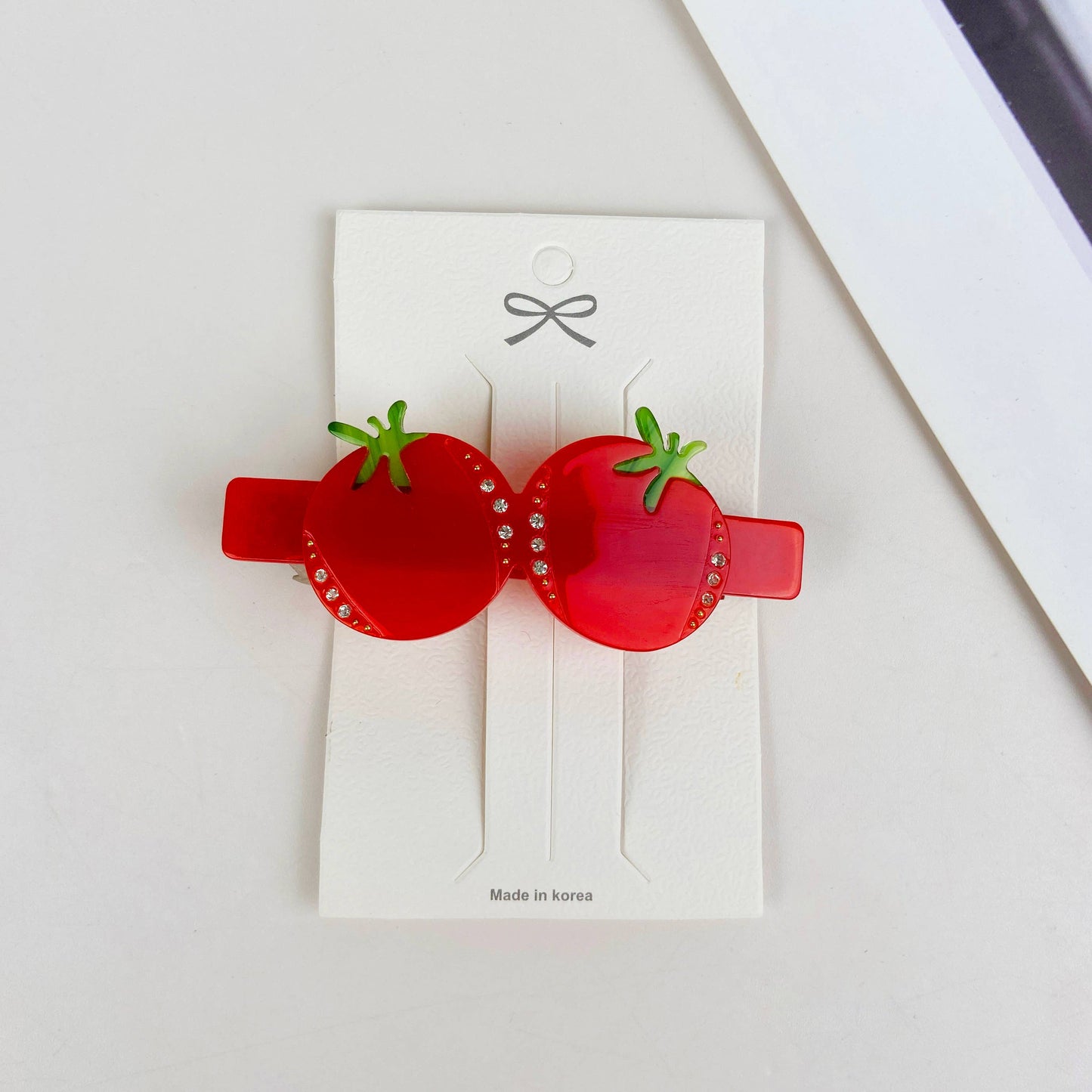 Tomato Rhinestone Hair Clip