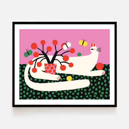 White Cat print