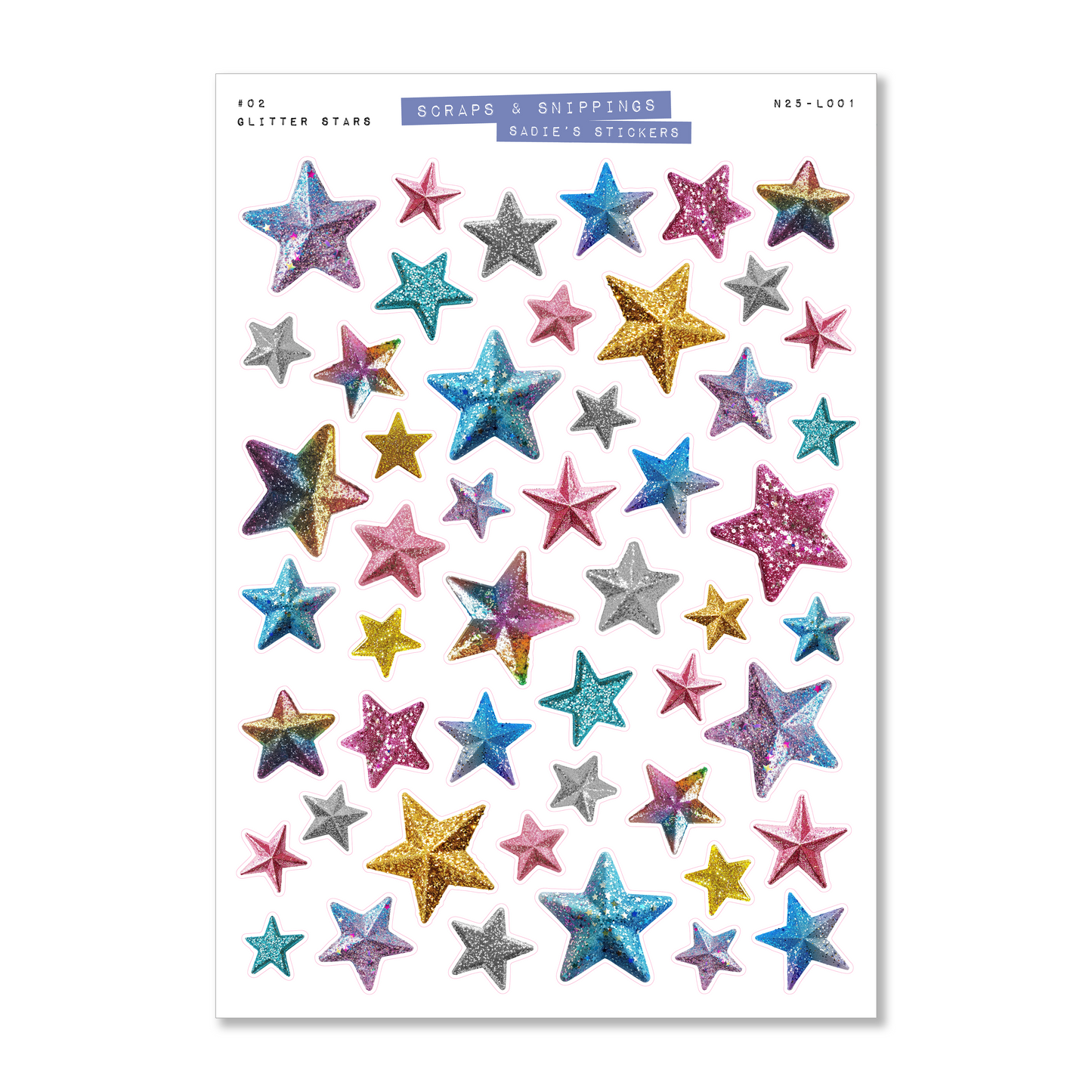 Glitter Stars Deco Sticker Sheet