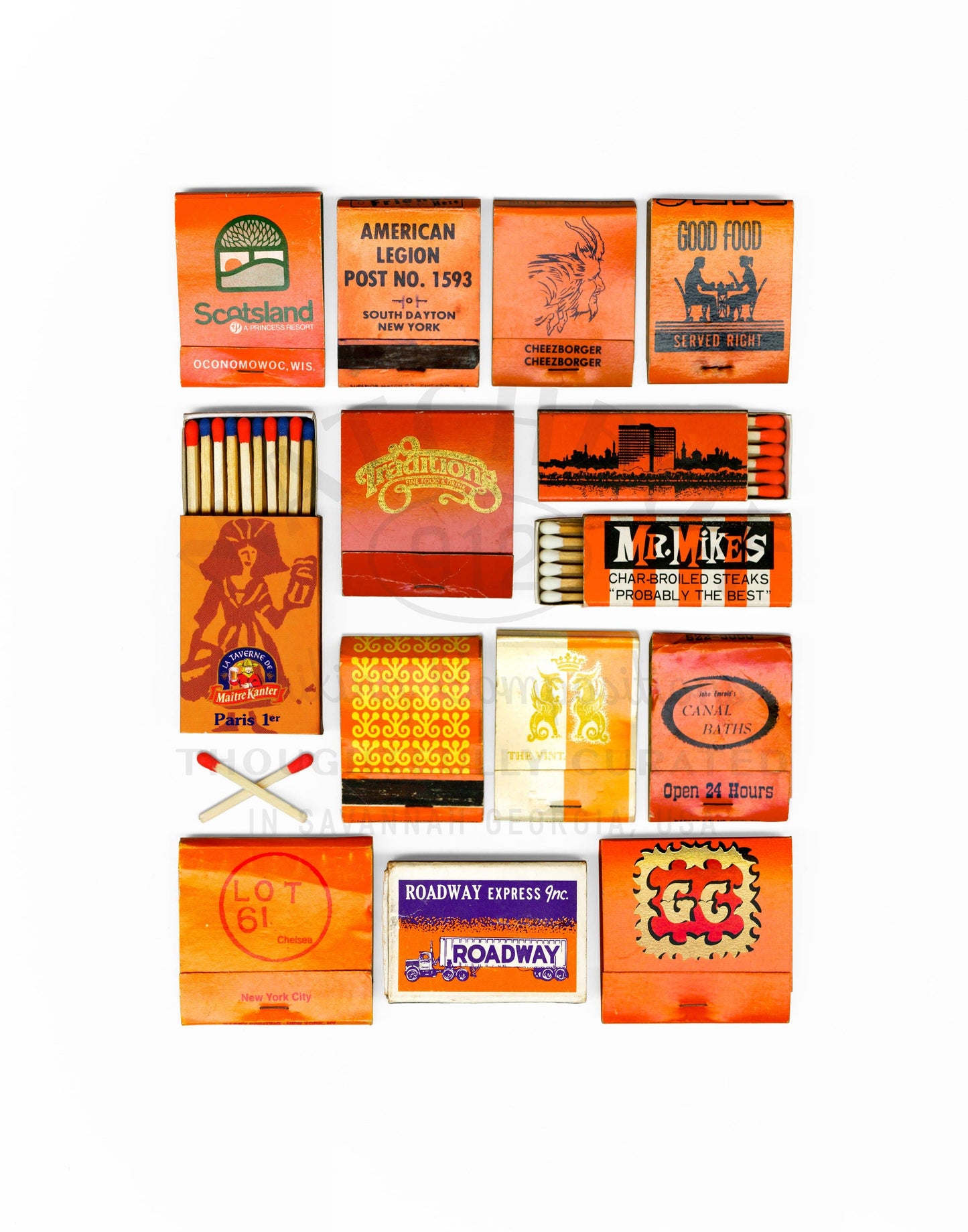 Orange Vintage Matchbook Collage print