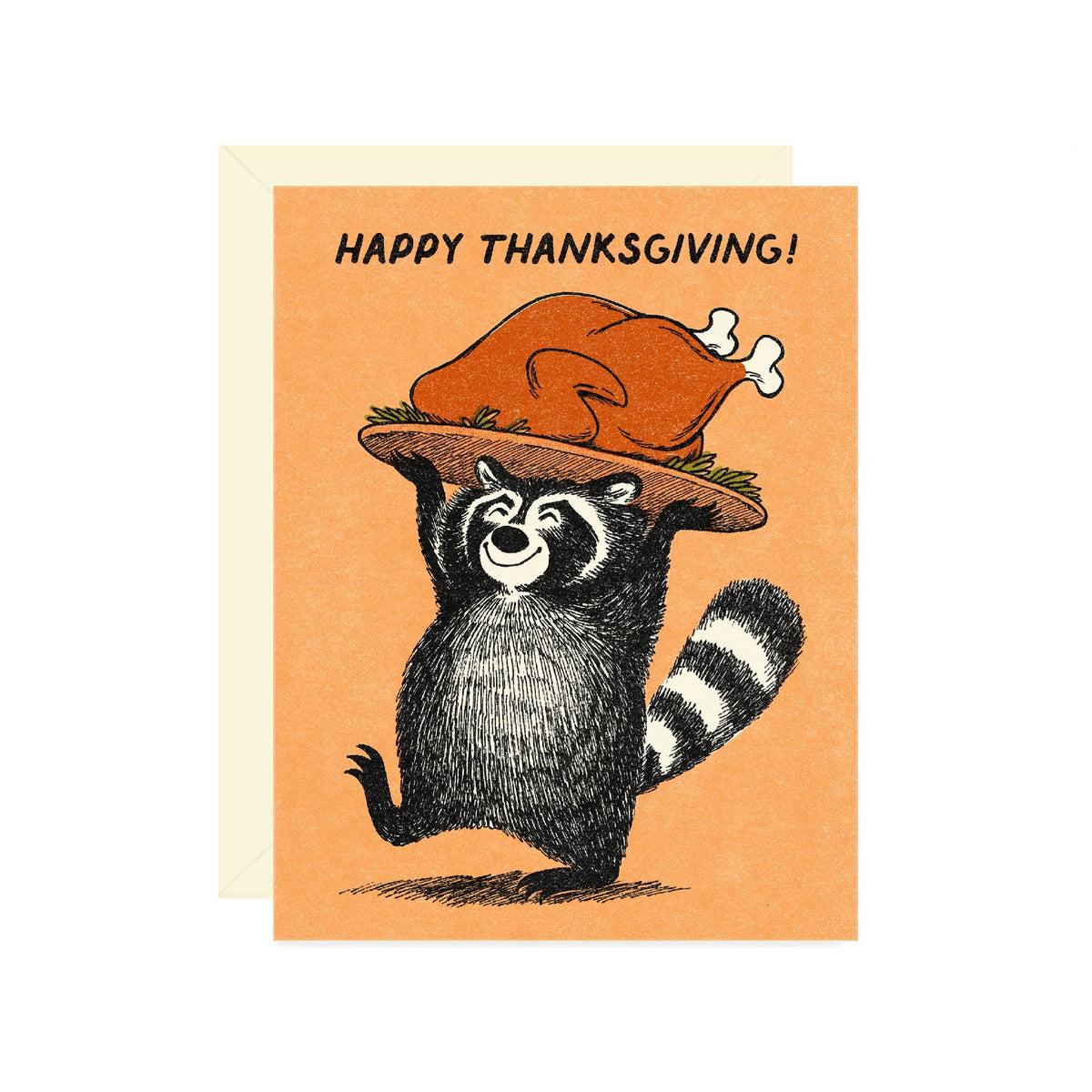Raccoon with Turkey Thanksgiving Card