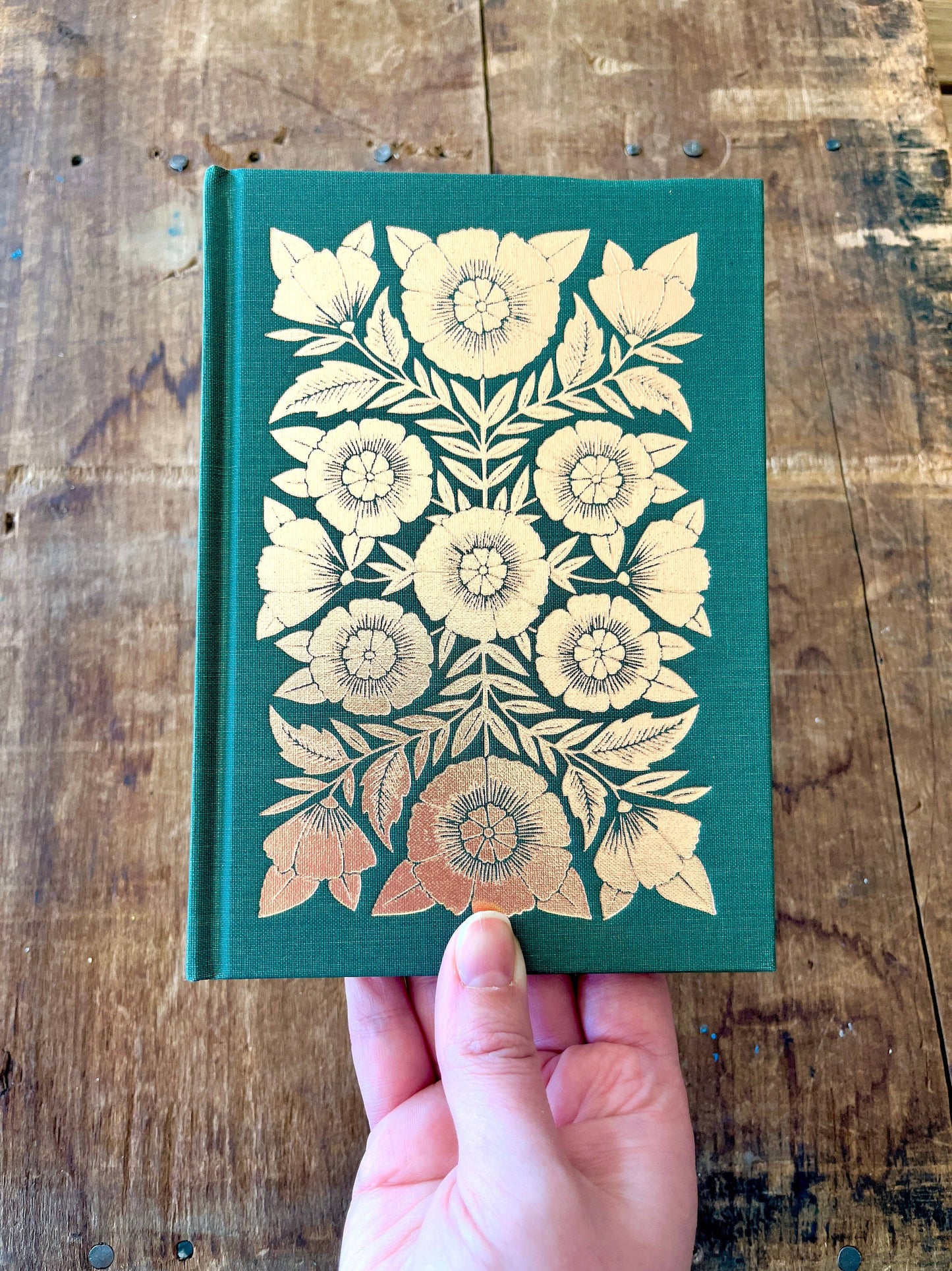 Jewel Green Foil Stamped Linen Journal