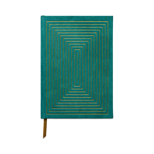 Linear Boxes Green Suede Journal