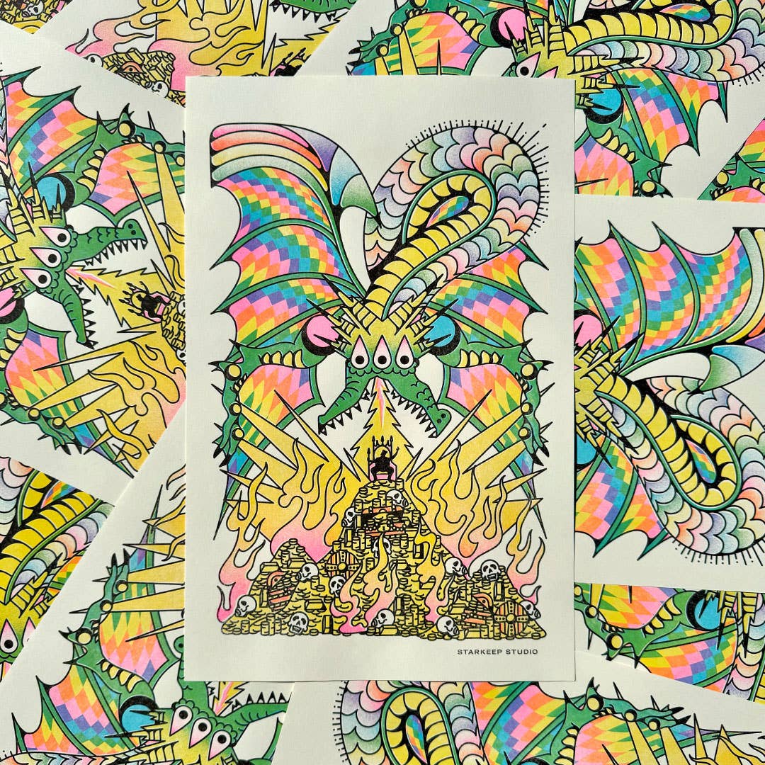 The Mad King Risograph Print