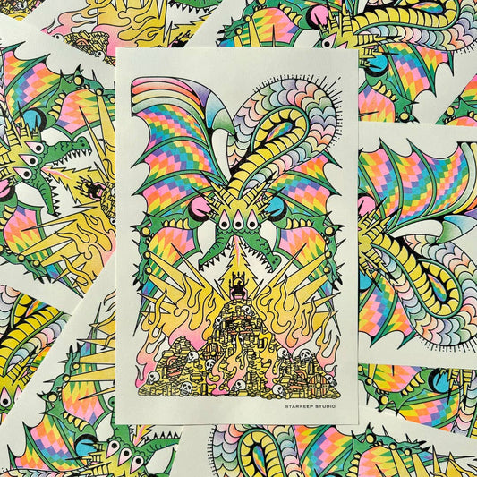 The Mad King Risograph Print