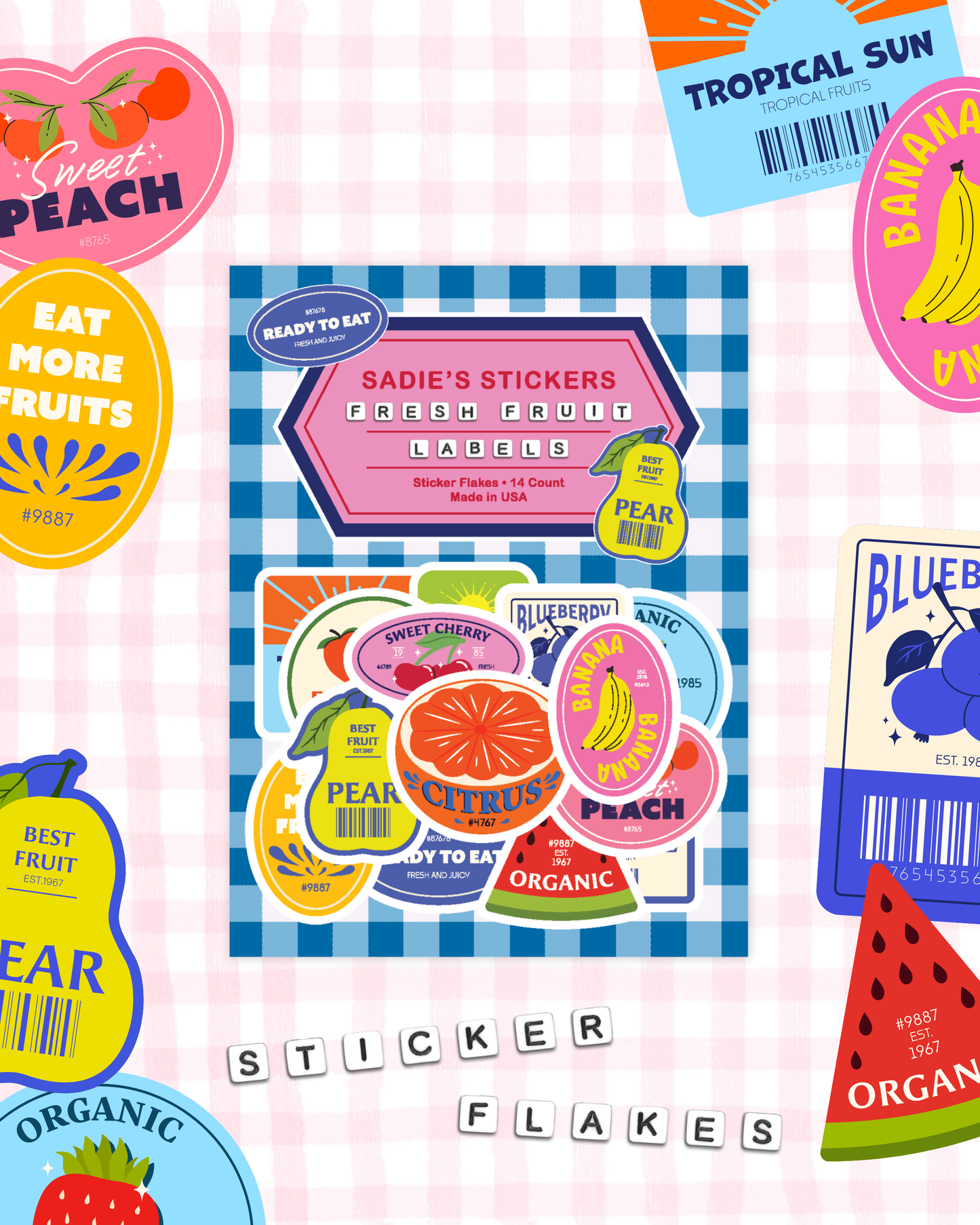 Fruit Labels Sticker Flakes