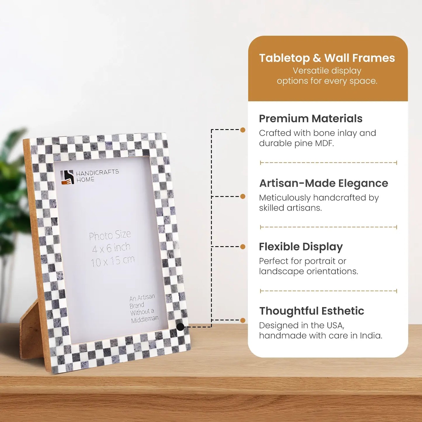 Grey White Checkered Picture Frame