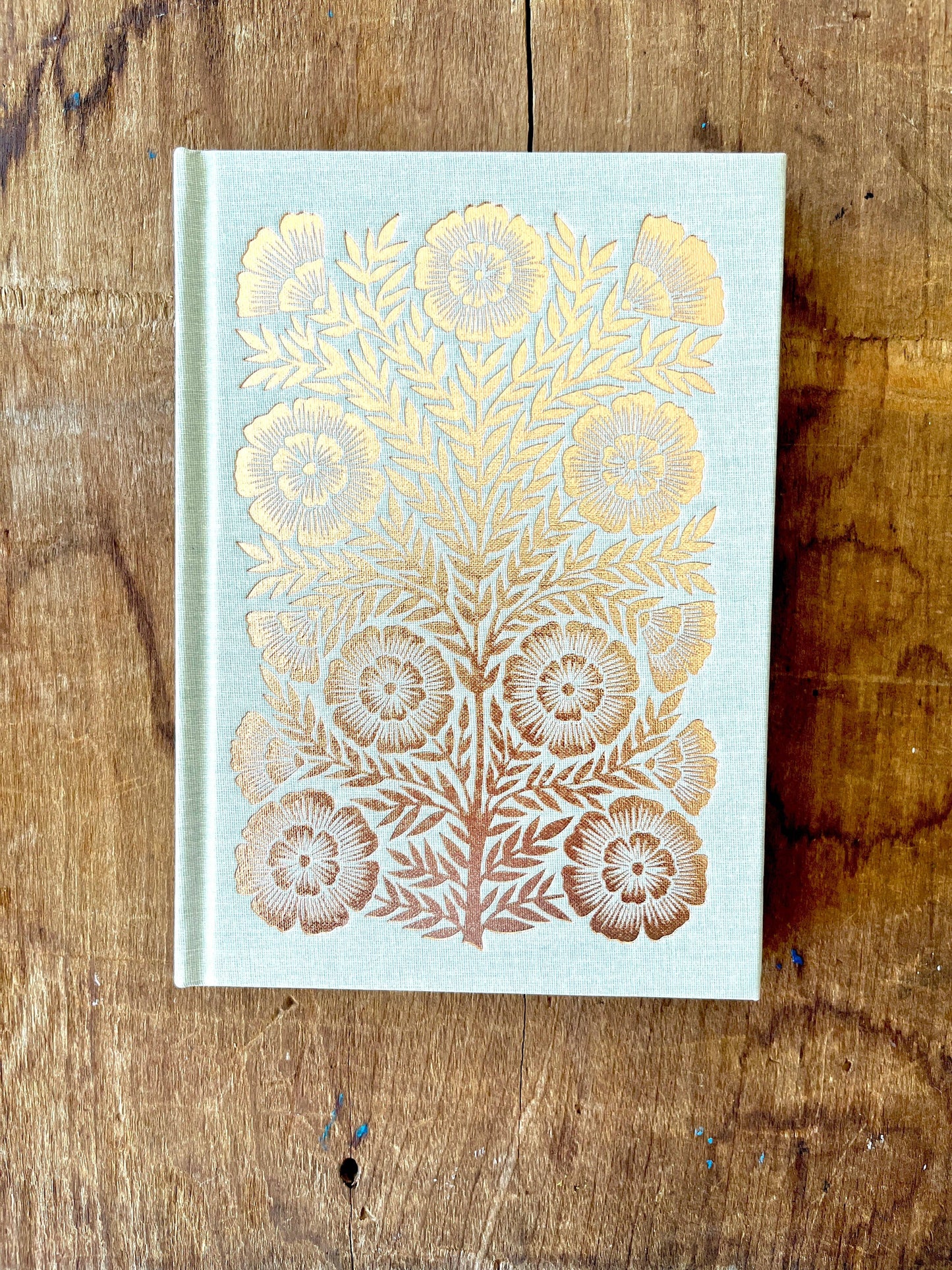 Muted Sage Foil Stamped Linen Journal
