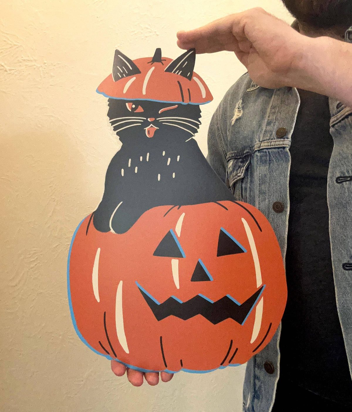 Pumpkin Cat Cutout Wall Decoration
