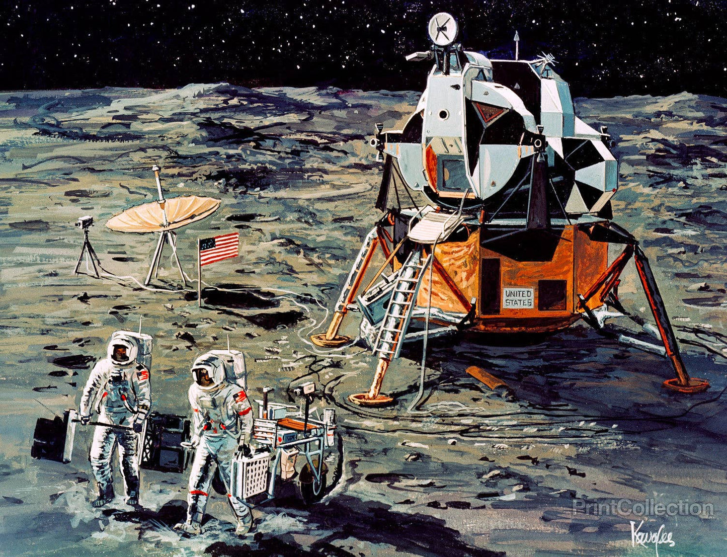 Artist's Concept of Apollo 14 Crewmen on Moon print