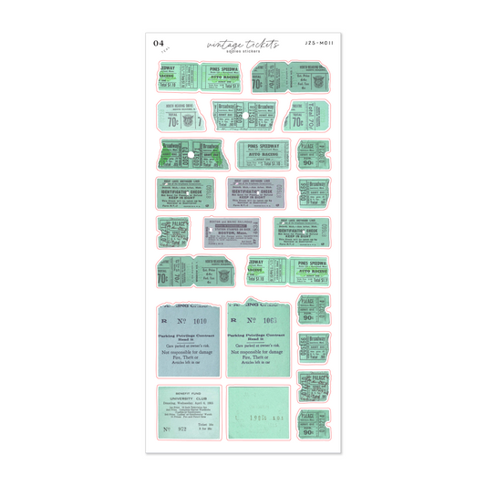 Teal Vintage Tickets Sticker Sheet