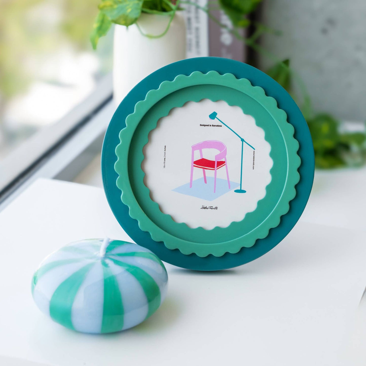 Round Glossy Green Photo Frame