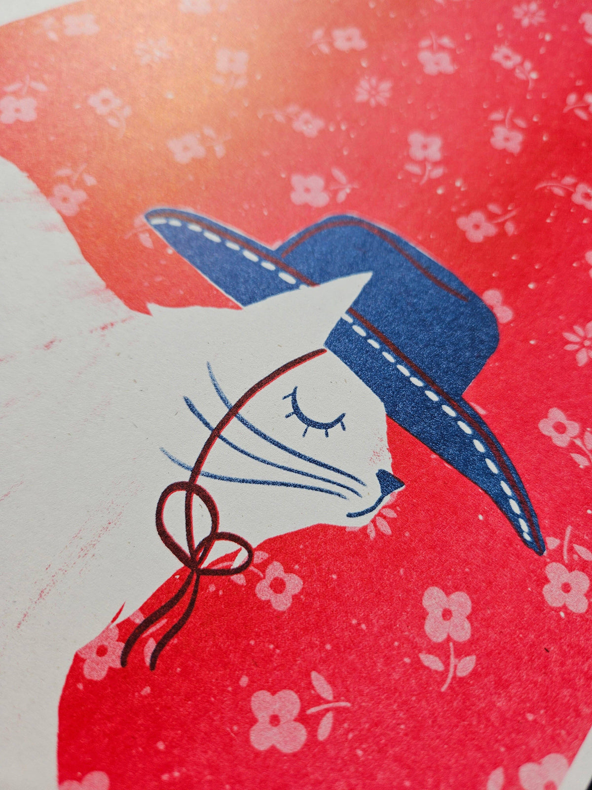 Cowboy Cat Risograph Print