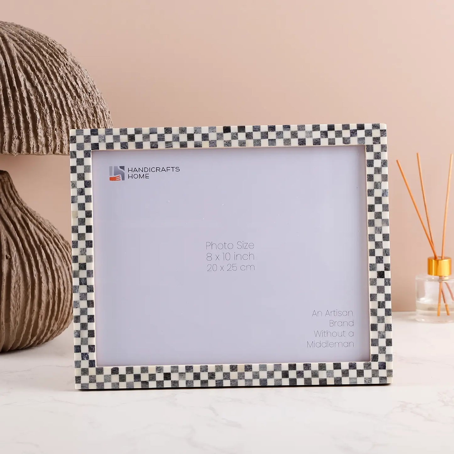 Grey White Checkered Picture Frame