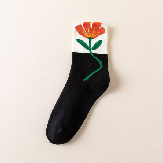 Orange Flower Socks