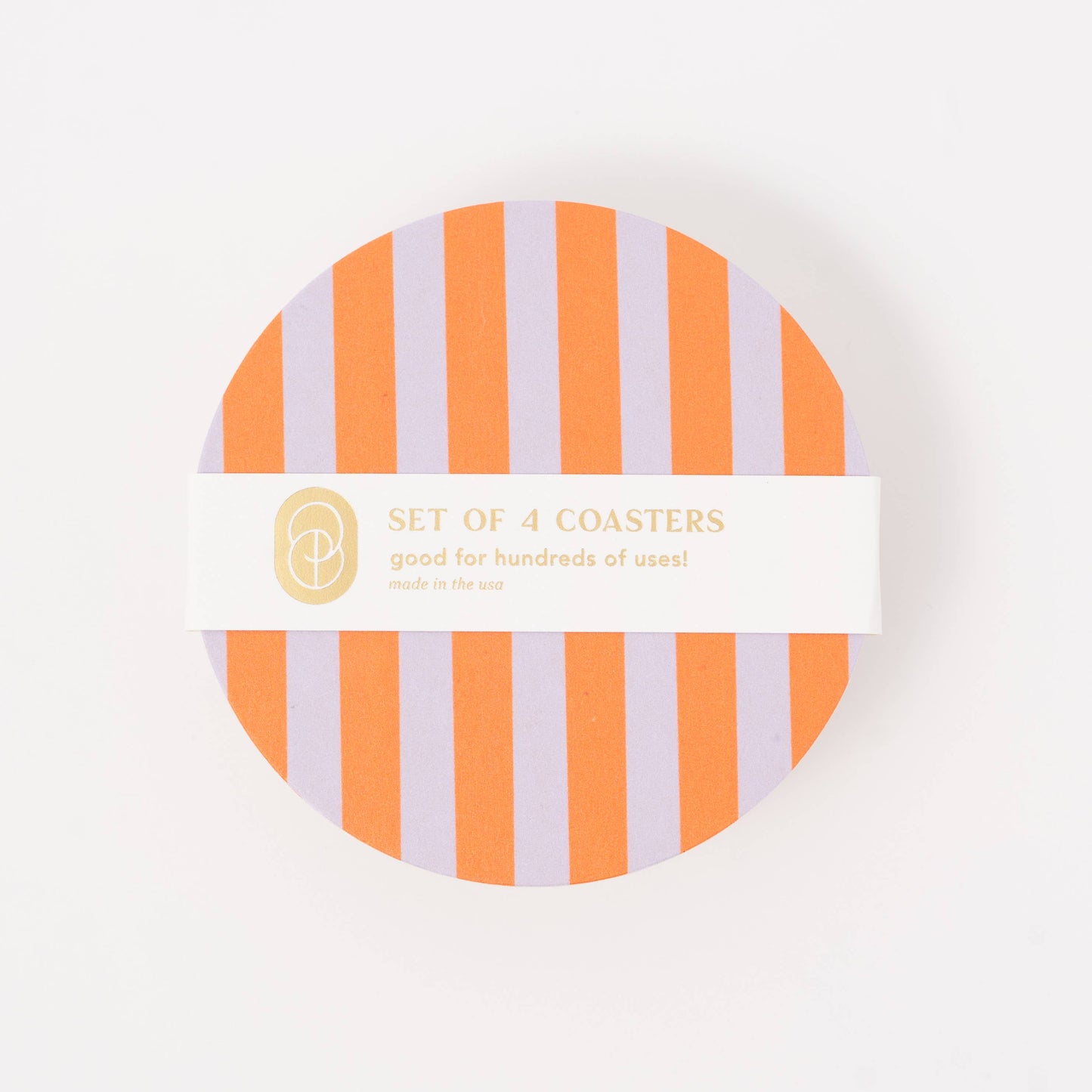 Ultra Violet and Orange Striped Coaster Set