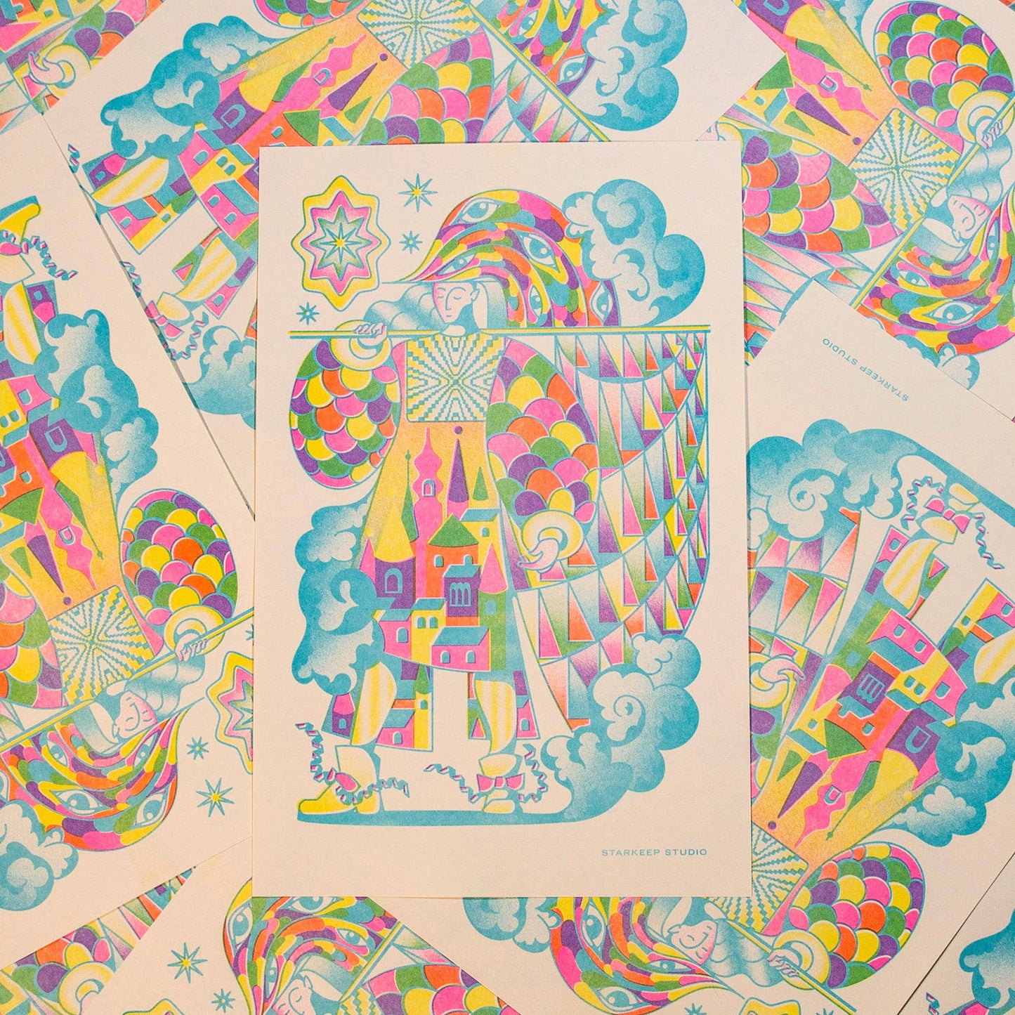 Knight Banneret Risograph Print