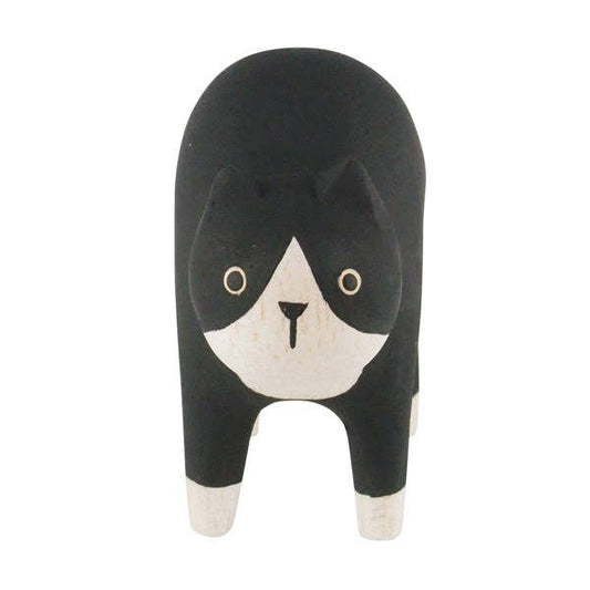 Tuxedo Cat Wood Figure