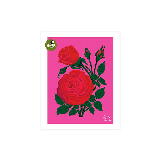 Roses in Hot Pink print