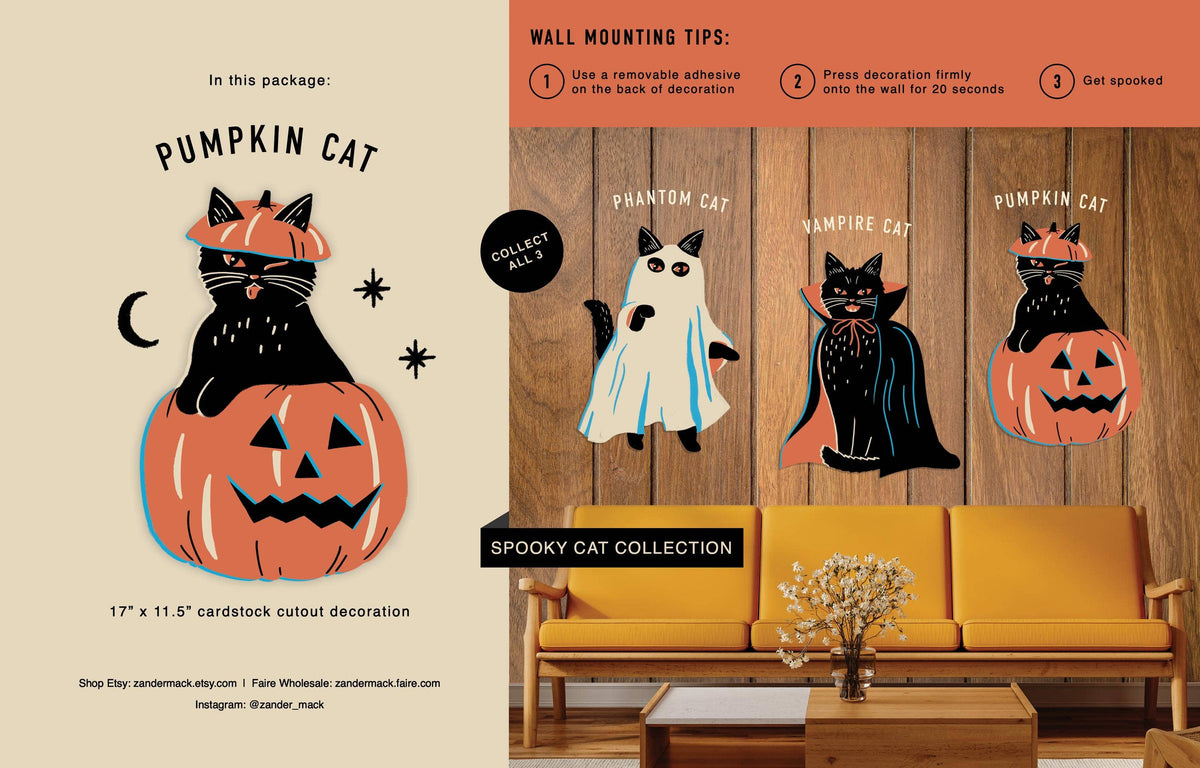 Pumpkin Cat Cutout Wall Decoration