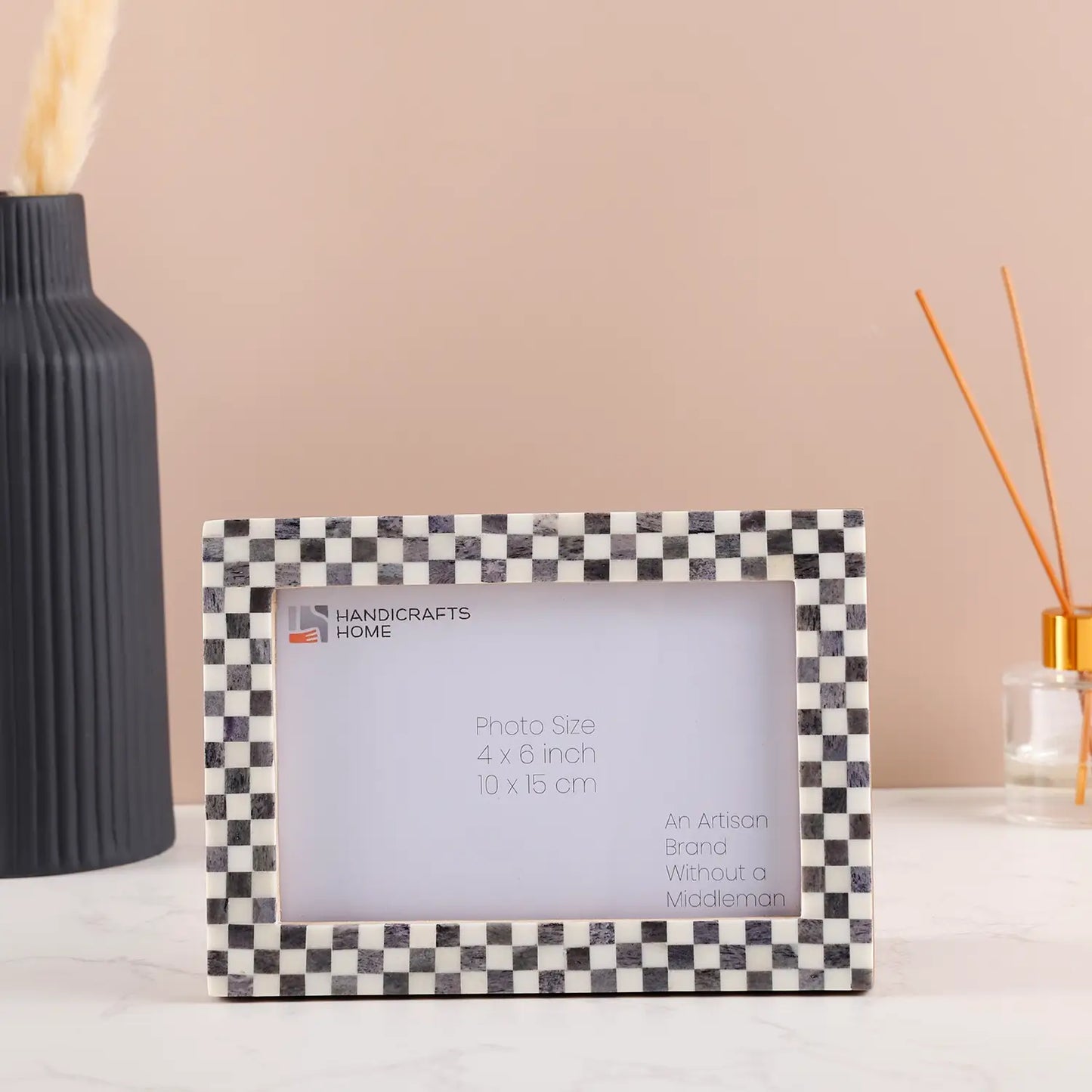 Grey White Checkered Picture Frame