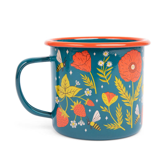 Garden Buzz Enamel Coffee Mug