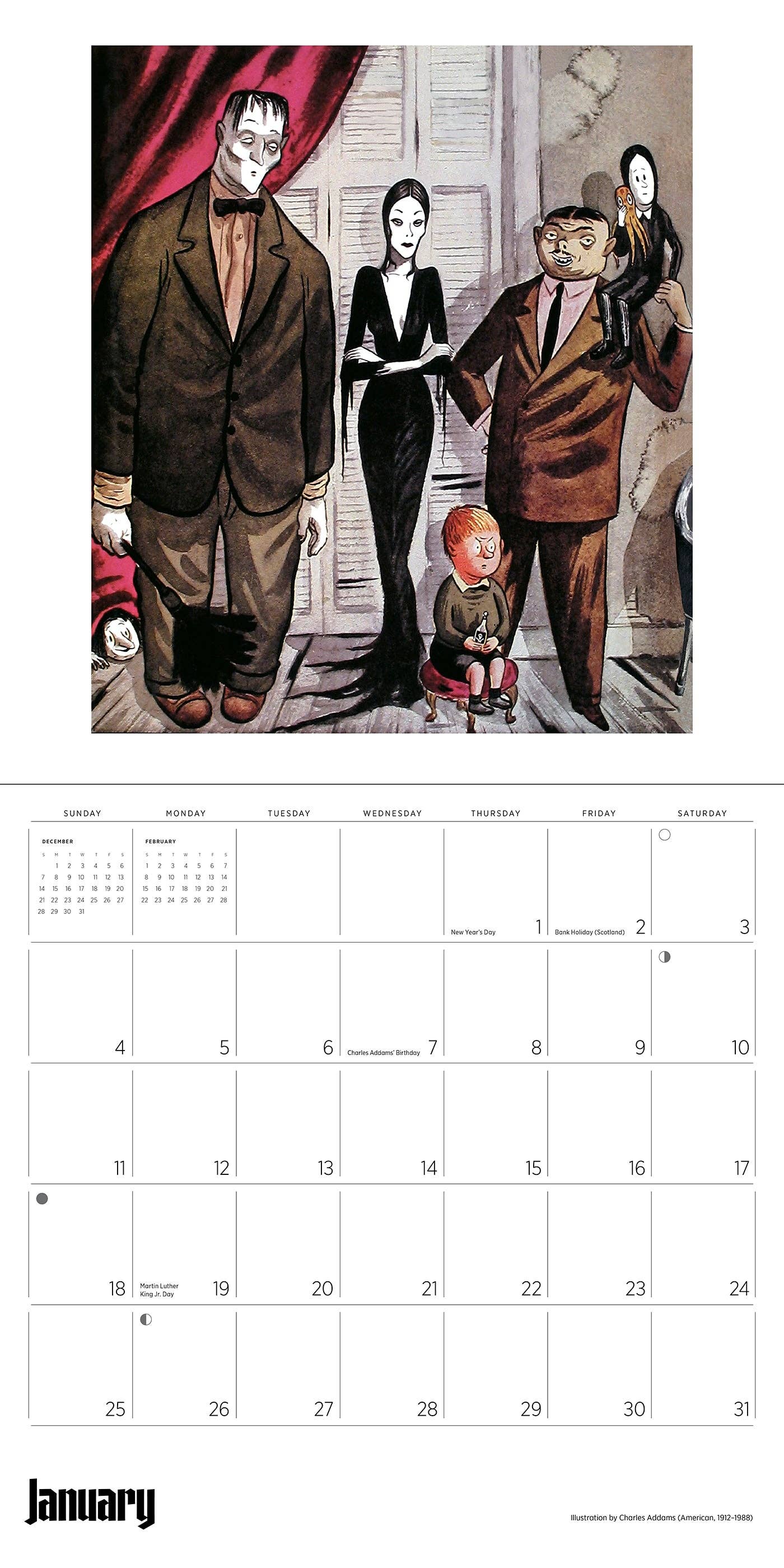 2026 The Addams Family Wall Calendar