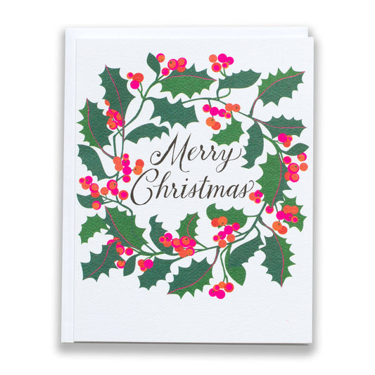 Holly Wreath Christmas card