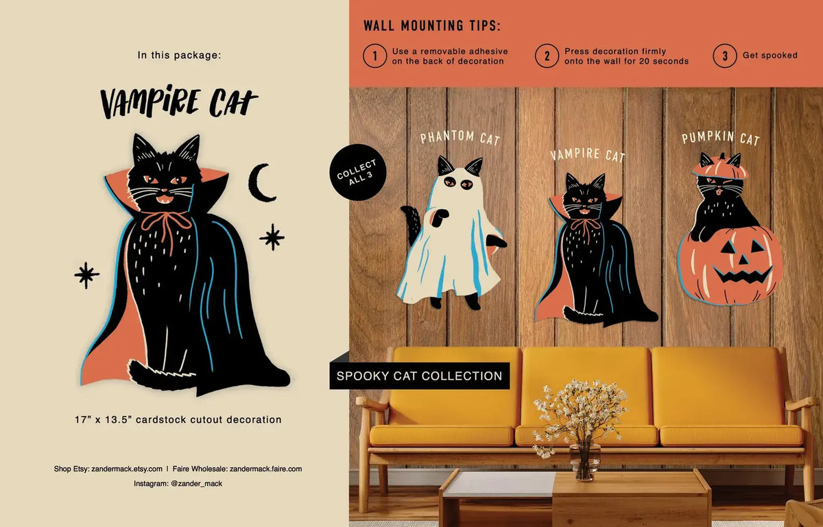 Vampire Cat Cutout Decoration