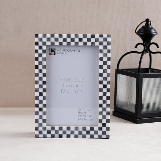 Grey White Checkered Picture Frame