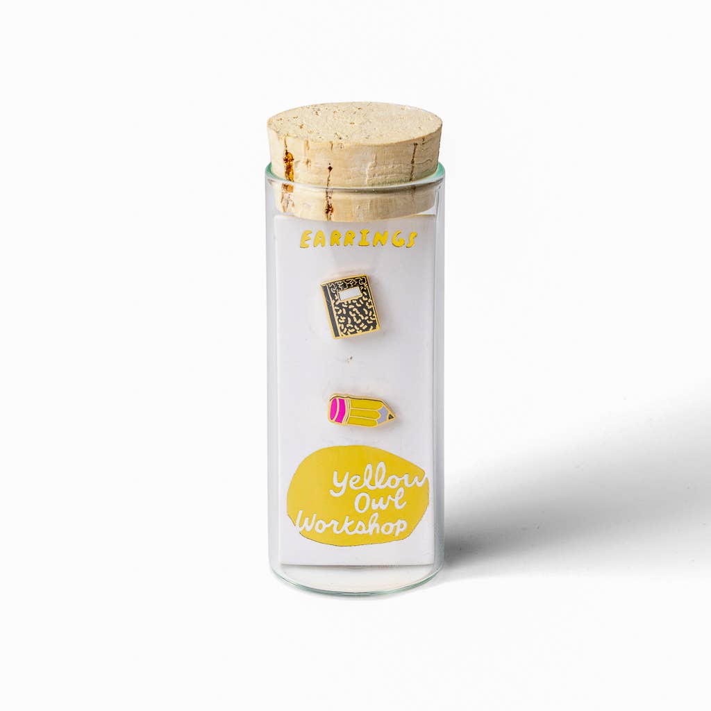 Pencil & Composition Notebook Earrings