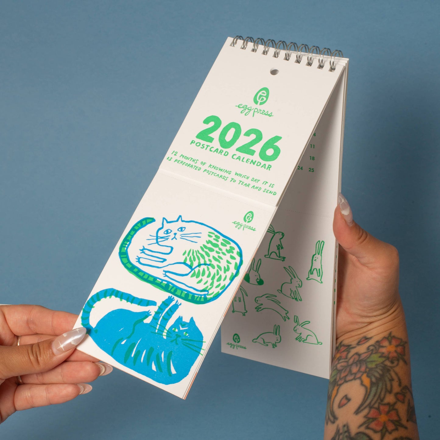 2026 Letterpress Postcard Wall Calendar