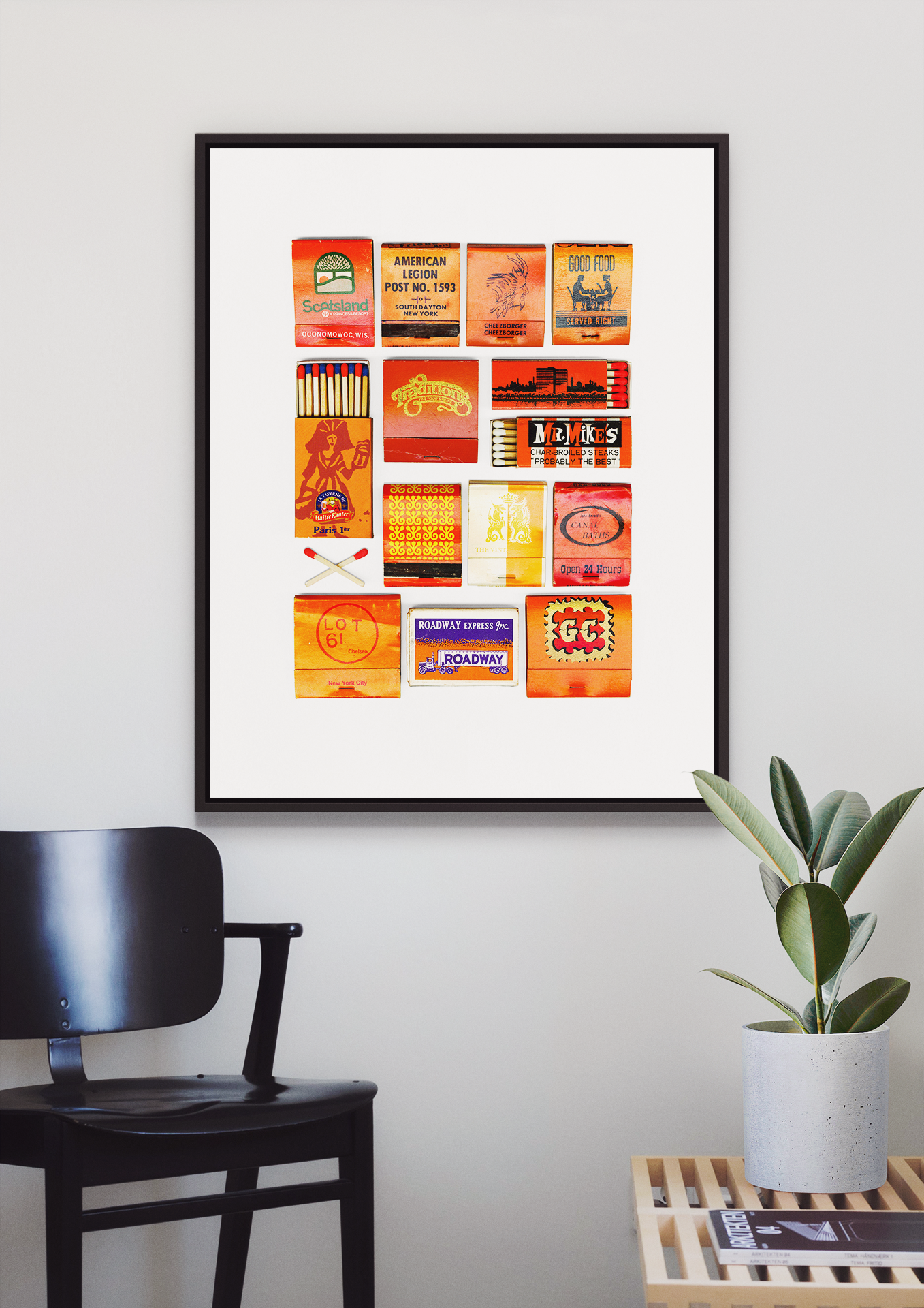 Orange Vintage Matchbook Collage print