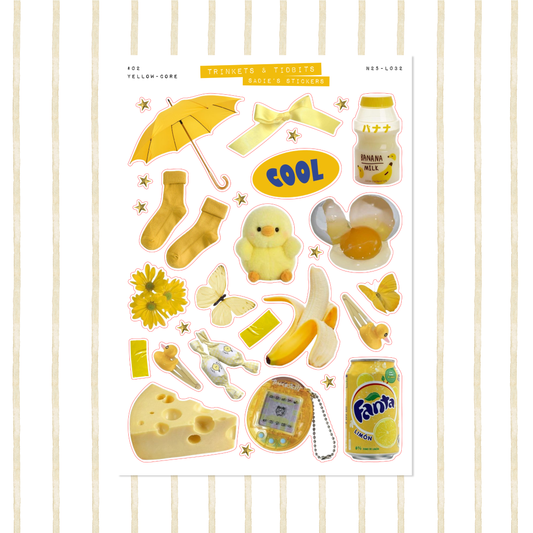Yellow-Core Aesthetic Sticker Sheet