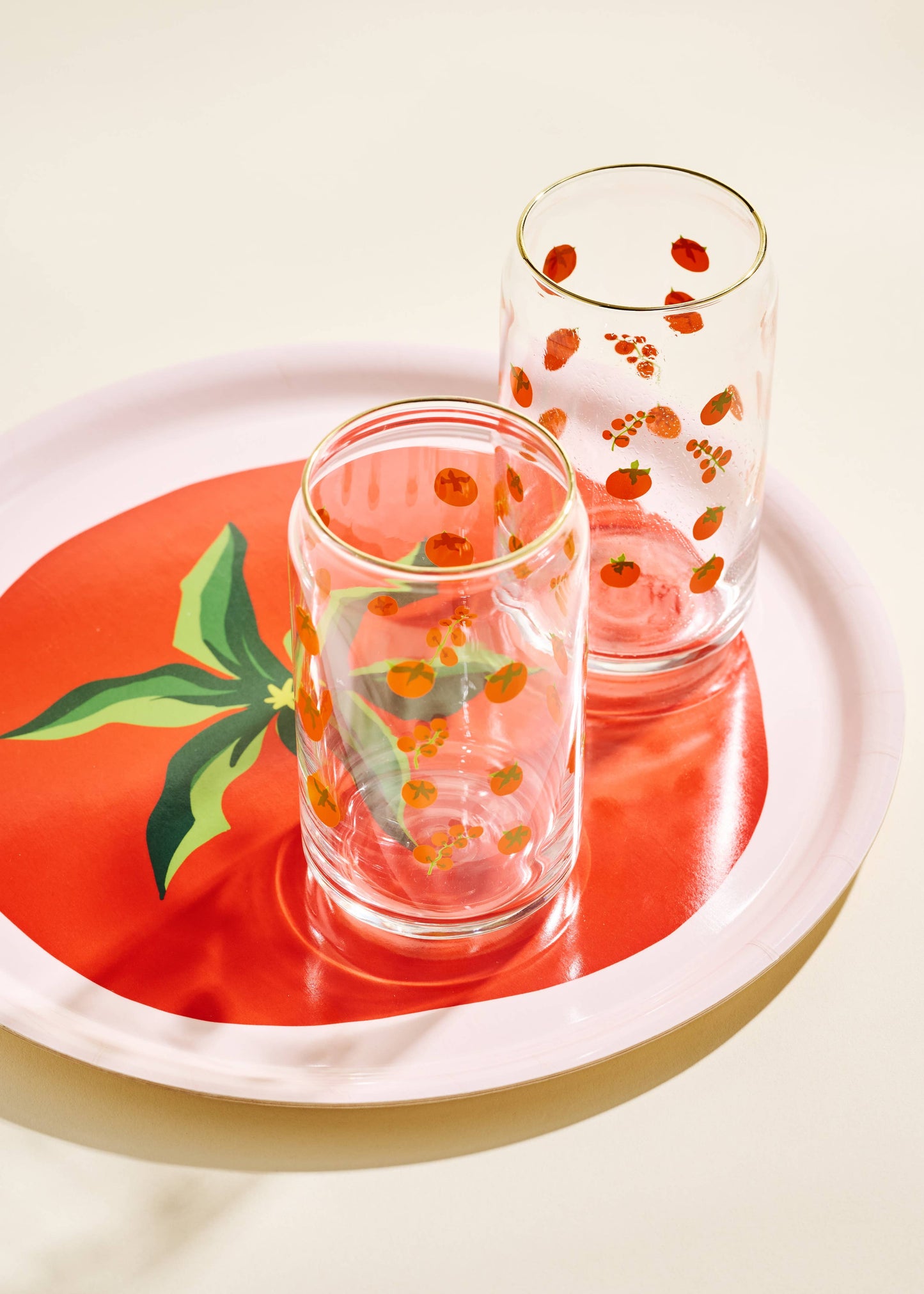 Tomato Gold Rimmed Glass
