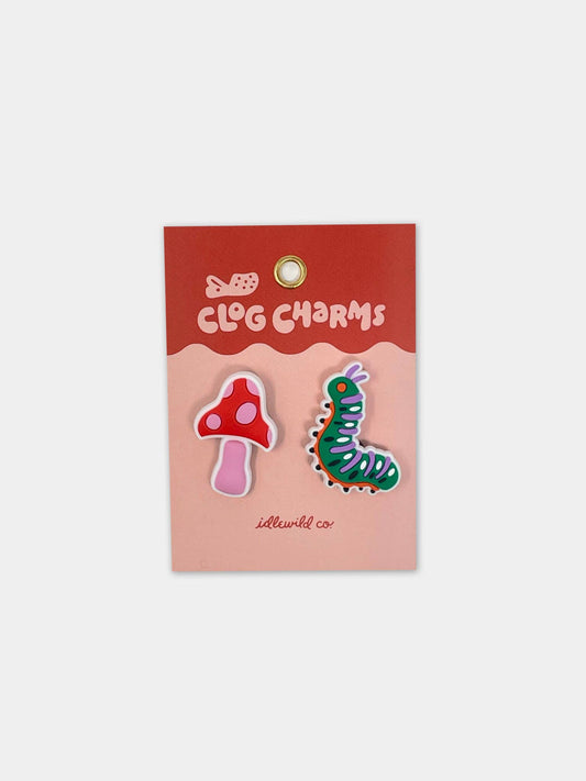 Mushroom & Caterpillar Clog Charms