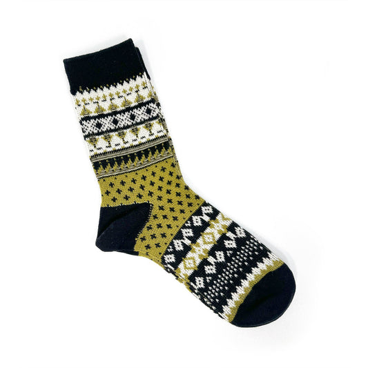 Tri-Color Geometric Intarsia Socks