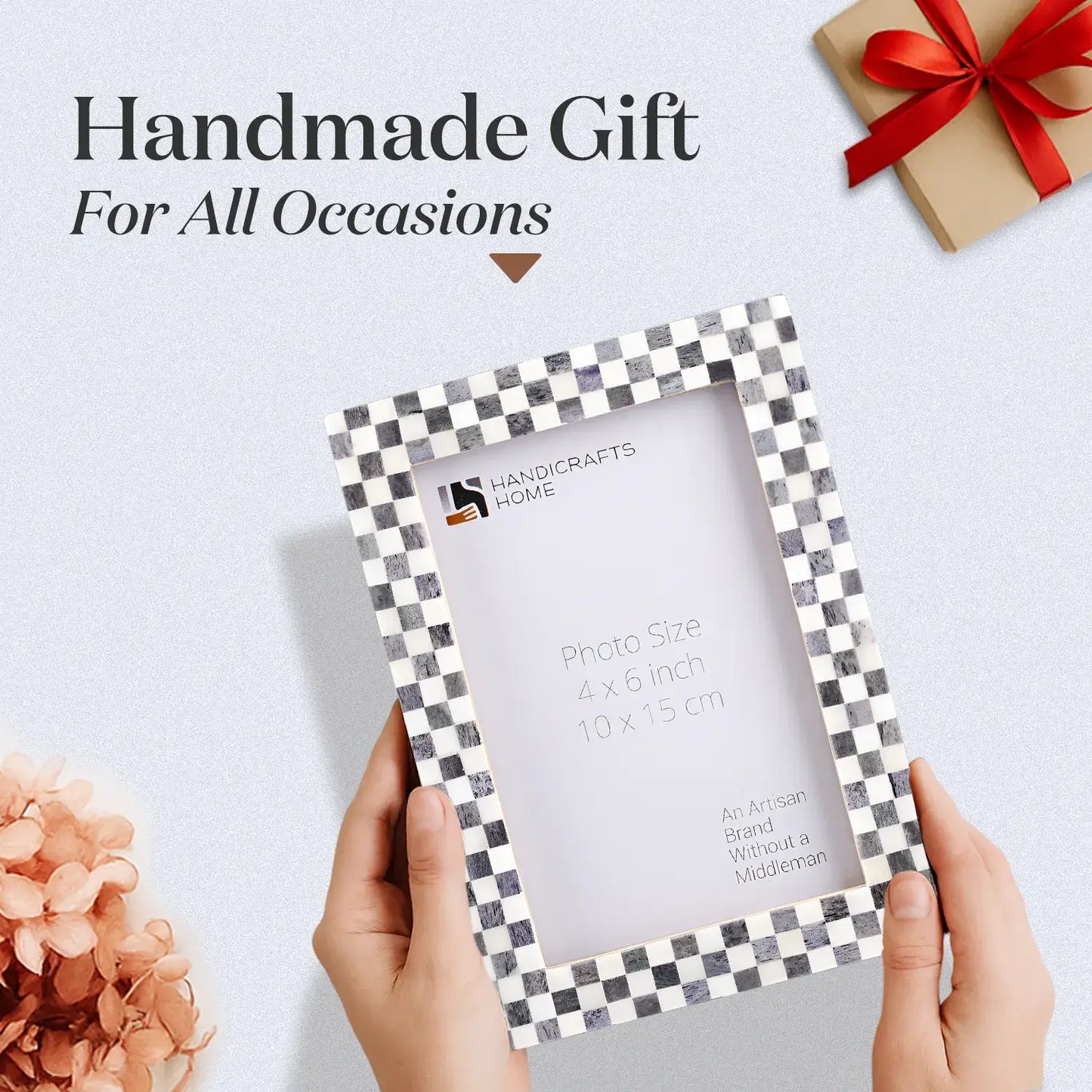 Grey White Checkered Picture Frame