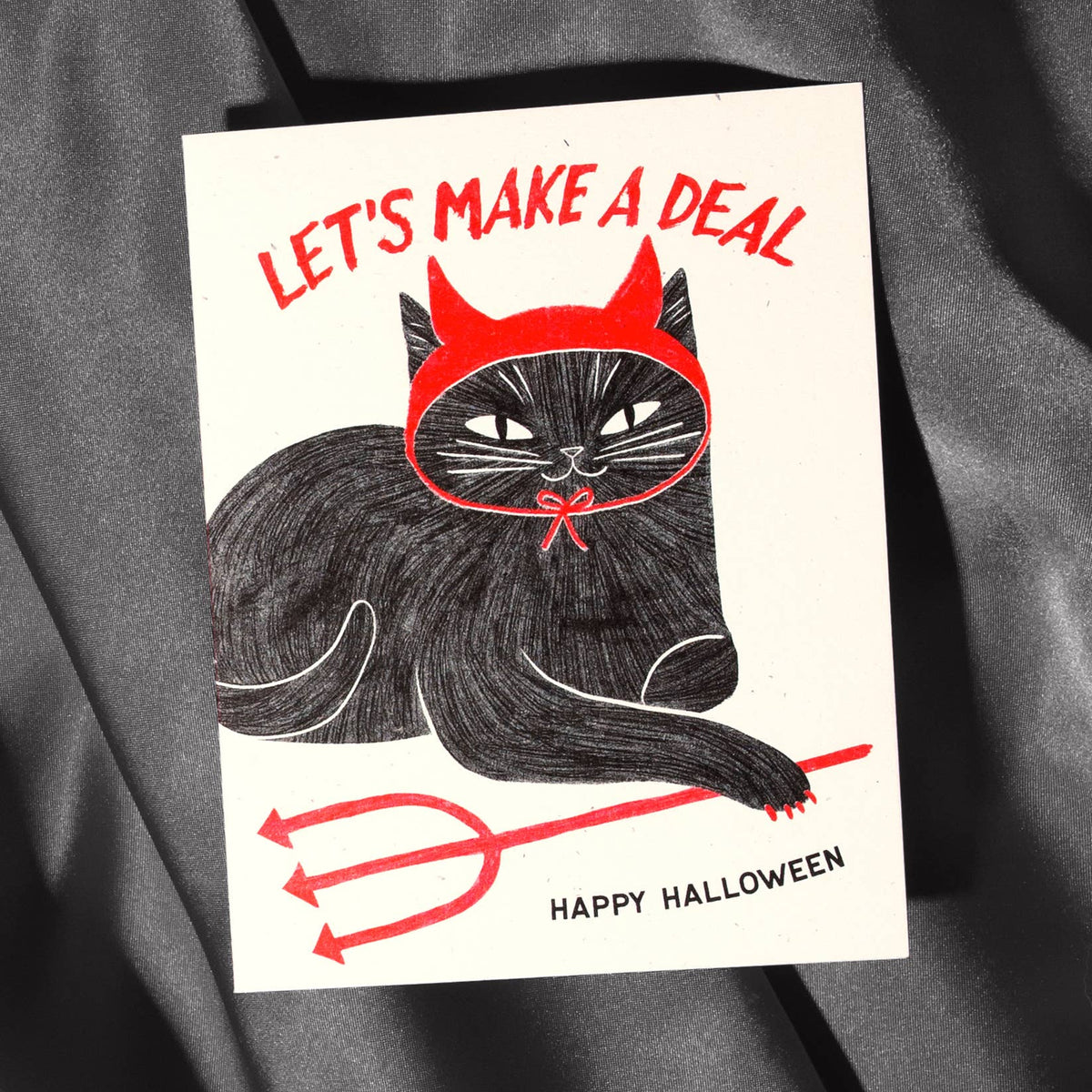 Devil Cat Risograph Card