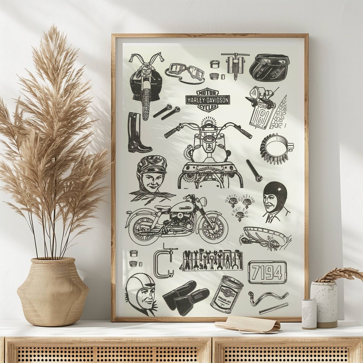 Vintage Harley Davidson Gear print