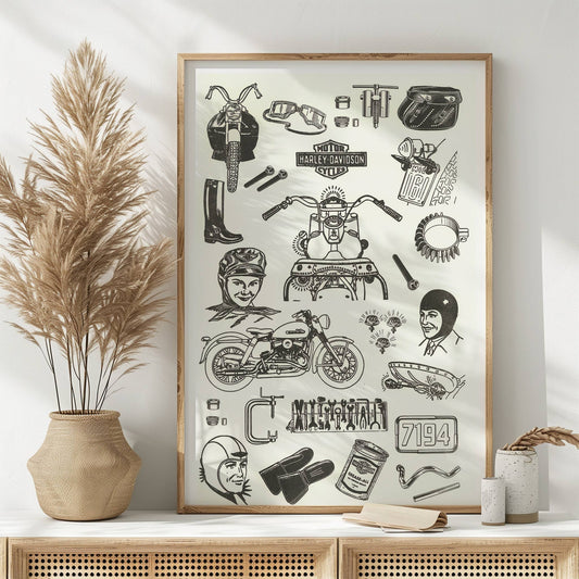 Vintage Harley Davidson Gear print