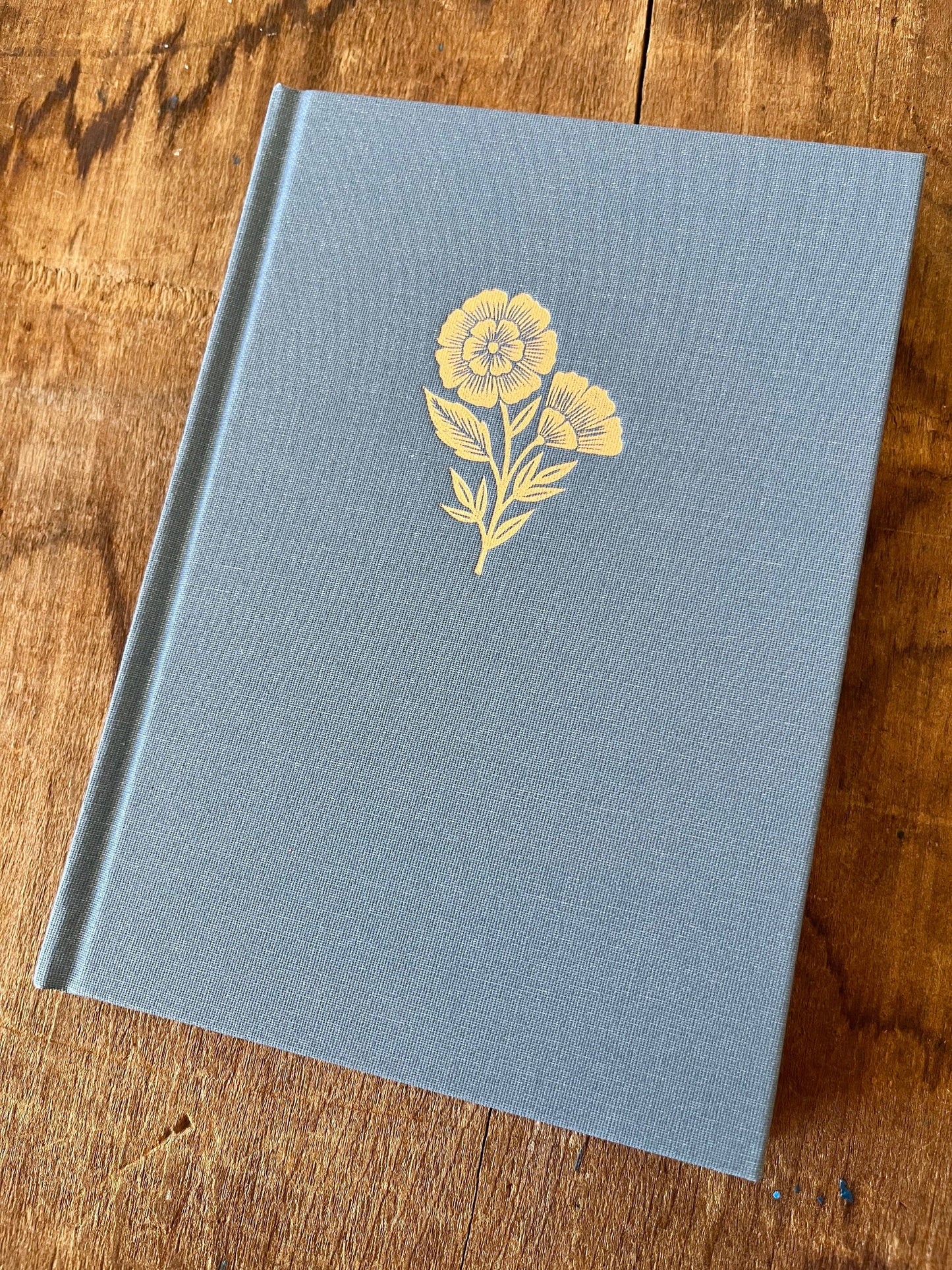 Denim Blue Foil Stamped Linen Journal